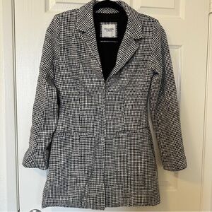 Abercrombie & Fitch Petite Blazer Dress XS Houndstooth Black White Tailored